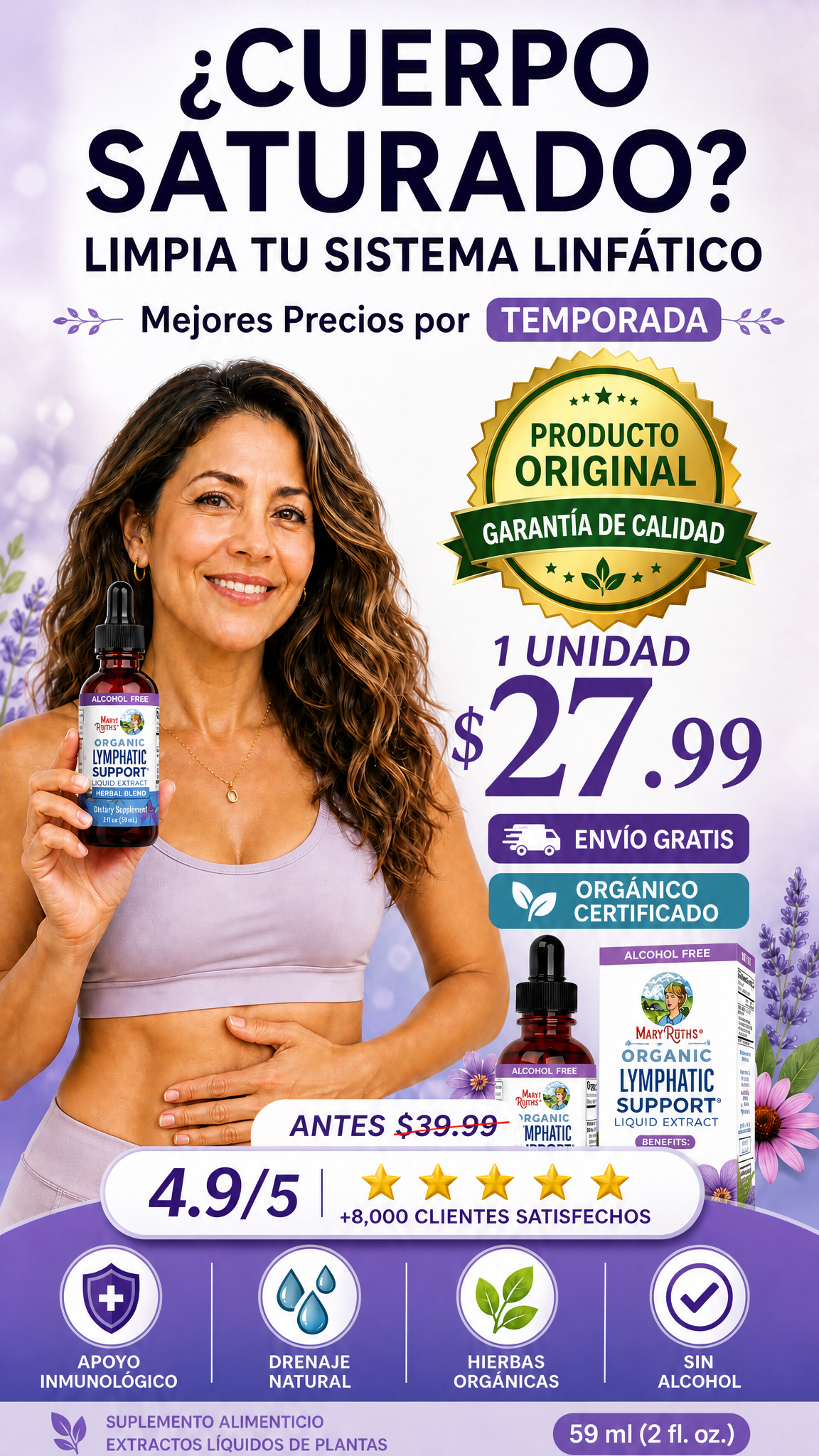 MaryRuth’s Soporte Linfático Original – Desintoxicante Herbal en Gotas
