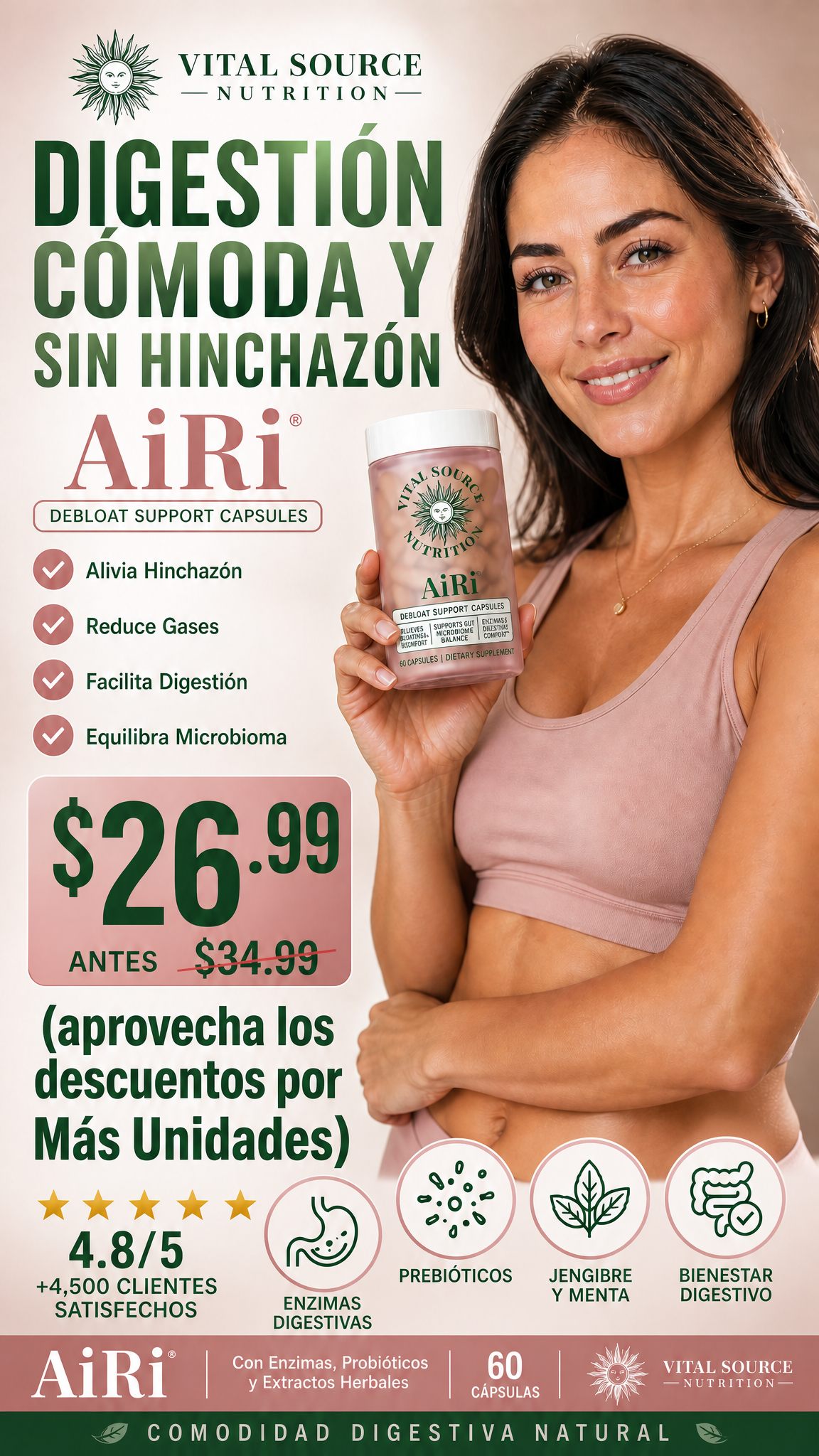 AiRi Debloat Support | Fuera la Hinchazón y Molestias Estomacales