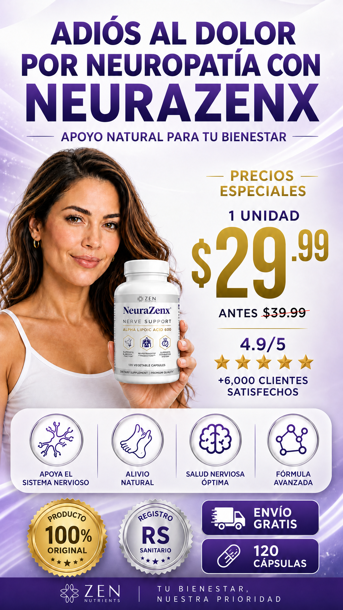 NeuraZenx Dolor por Neuropatía | Fórmula Avanzada 20-en-1